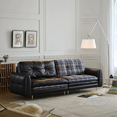 中古风油蜡真皮汉堡沙发皮布两用双面随意切换多功能客厅直排复古