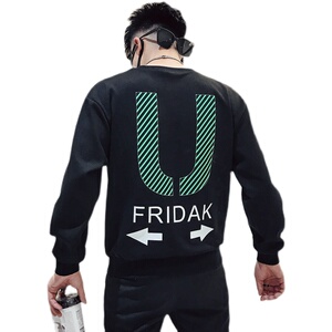 W15-P68 秋季新款男士卫衣上衣潮牌ins青年修身潮流打底衫 白首图片