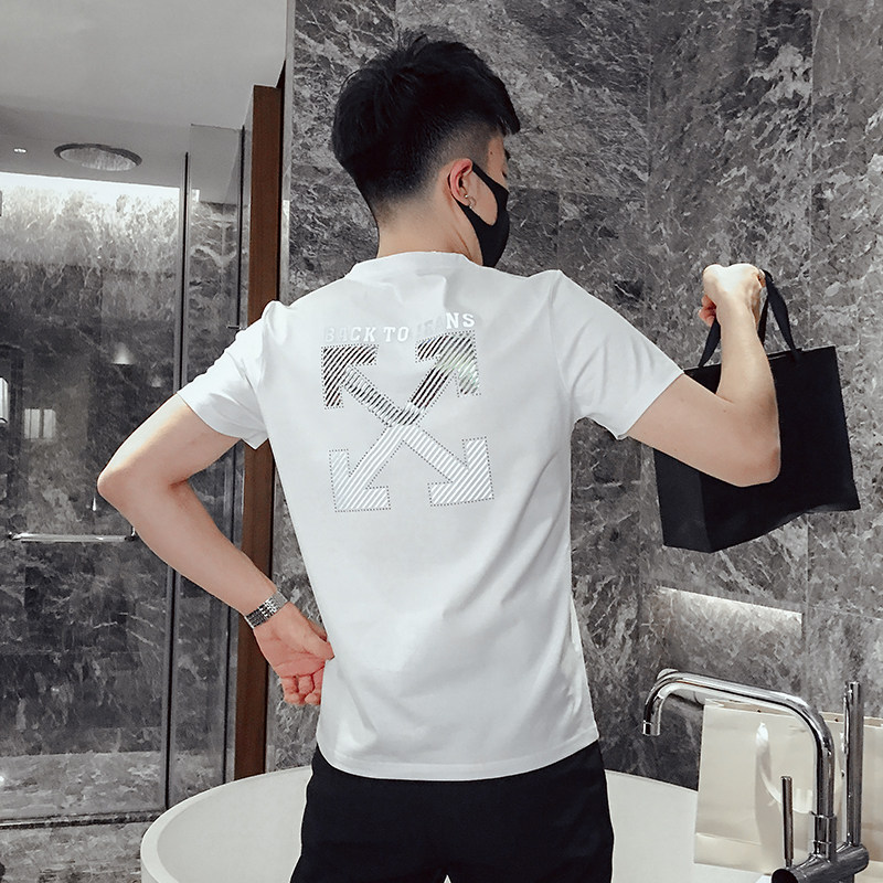 T25-P452021夏季潮流短袖男修身个性反光印花百搭时尚体恤衫1,男装T恤,电商A257