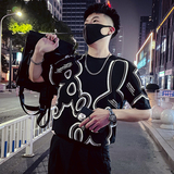 T32-P45ins潮牌T恤男痞帅宽松半袖2023新款夏季男装花色满印潮1，男装T恤，电商A257