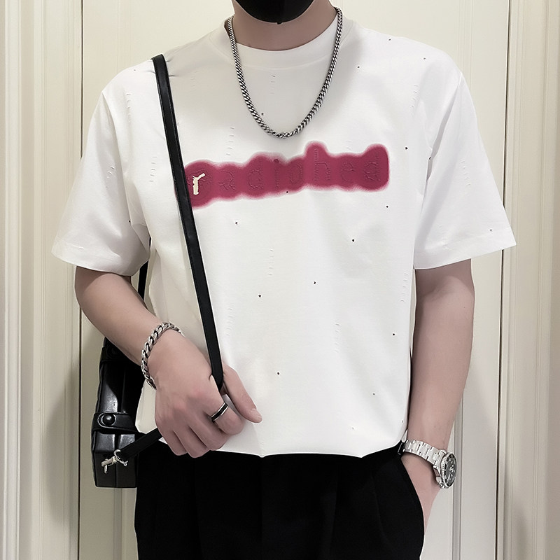 X30-P58设计感T恤男短袖潮牌夏季薄款衣服2024新款男装上衣夏装2,男装T恤,电商A257