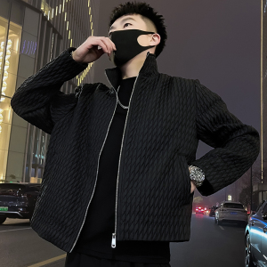 K03-P105 高端褶皱外套男立领春秋季男装上衣2024新款潮牌痞帅图片