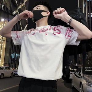 外景X25-特P48 夏季T恤短袖网红潮牌男装上衣2024新薄款痞帅3图片