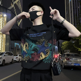 X51-P58美式涂鸦T恤男重磅短袖彩印2024新款夏季男装上衣痞帅气1，男装T恤，电商A257