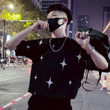 T62-P48T恤男潮牌痞帅炸街夏季2023新款男装小领口七分袖短袖，男装T恤，电商A257