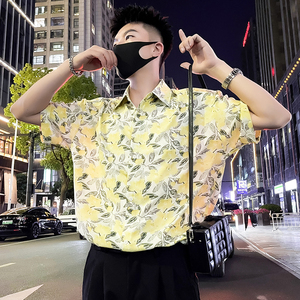 CX12-P48 夏季冰丝速干男短袖垂感寸衫夏威夷度假花色男装新款1图片