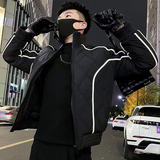 MY98-145设计感条纹棉衣男冬季潮牌痞帅加厚羽绒棉服2024新款，男装棉衣，电商A257