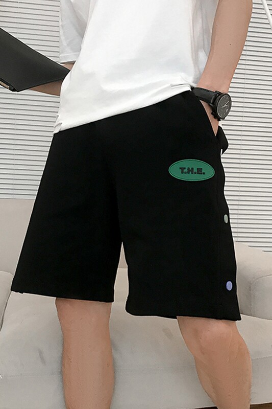 D33-P45夏季男士网红潮流排扣休闲裤百搭宽松运动纯色五分裤4,男装休闲裤,电商A257