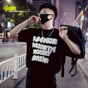T33-P48 男士短袖ins潮牌印花半袖2023新款夏季男装休闲潮流圆领2图片