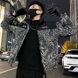 MY86-P138冬季潮牌印花羽绒棉服男短款立领2024新款加厚外套棉衣，男装棉衣，电商A257