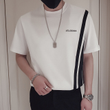 T69-P55刺绣短袖夏季拼接2023新款潮流圆领T恤ins潮牌休闲上衣1，男装T恤，电商A257