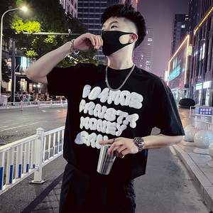 T33-P48 男士短袖ins潮牌印花半袖2023新款夏季男装休闲潮流圆领2图片