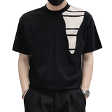 X49-P58条纹ins男装男重磅撞色短袖T恤夏季上衣半袖2024潮牌1，男装T恤，电商A257
