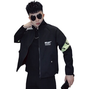 JK001-特批78 2021春季男士夹克青年潮流休闲拼色个性百搭外套白图片