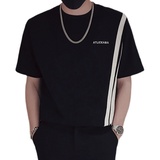 T69-P55刺绣短袖夏季拼接2023新款潮流圆领T恤ins潮牌休闲上衣1，男装T恤，电商A257