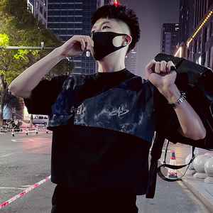 T52-P68 假两件短袖夏季潮牌重磅纯T恤七分袖男设计感痞帅上衣1图片