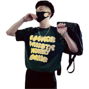 T33-P48 男士短袖ins潮牌印花半袖2023新款夏季男装休闲潮流圆领2图片