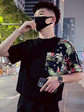 T82-P58拼接青少年短袖男夏季2023新款圆领T恤设计感小众潮牌，男装T恤，电商A257