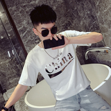 T54-P38网红潮牌ins短袖痞帅T恤新款亮面印花半袖潮流半截袖，男装T恤，电商A257