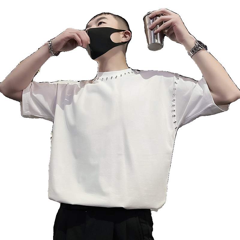 X23-P58高级感铆T恤男短袖美式潮牌男装上衣2024新款潮流半袖1,男装T恤,电商A257