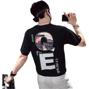 T13 夏季男士网红t恤2021新款潮流帅气流行百搭青少年 短袖4图片