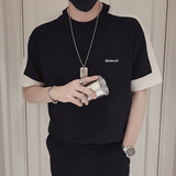 T41-P58夏季黑色短袖t恤男2023新款拼接男装上衣潮牌衣服痞帅，男装T恤，电商A257