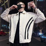 K07-P128男士潮牌条纹外套韩版潮流春秋季男装2024新款上衣夹克3，男装夹克，电商A257