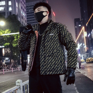 MY17-P138 冬季花色字母修身立领保暖个性男士羽绒服外套1图片