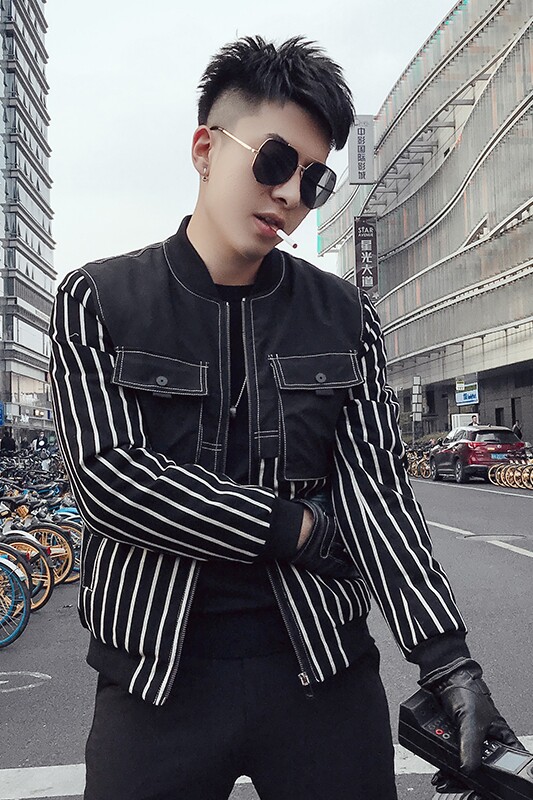 MY66-P1582021冬季男士羽绒服青春帅气流行加厚条纹网红外套,男装羽绒服,电商A257