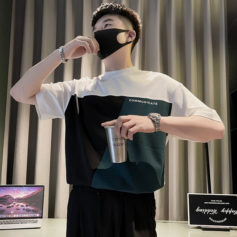 X43-P58男士潮牌短袖T恤ins半袖体恤2024新款男装上衣潮流痞帅2,男装T恤,电商A257