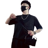 T35-特P48拼接条纹T恤男夏季短袖2023潮流男装休闲个性ins潮牌1，男装T恤，电商A257