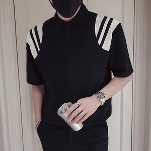 T68-P58 拼接条纹短袖Polo衫男夏季高端半袖2023新款翻领T恤潮牌2,男装Polo衫,电商A257