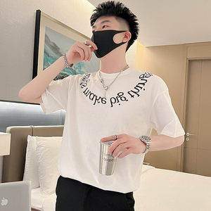 T46-P48 夏季T恤男潮牌半袖印花男装重磅2023新款夏装痞帅短袖2图片