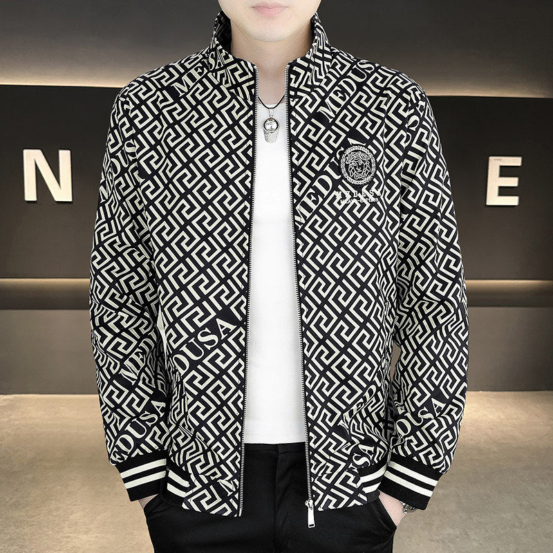 2026新款春秋男士夹克高端潮牌格子时尚百搭薄款欧版休闲外套男帅