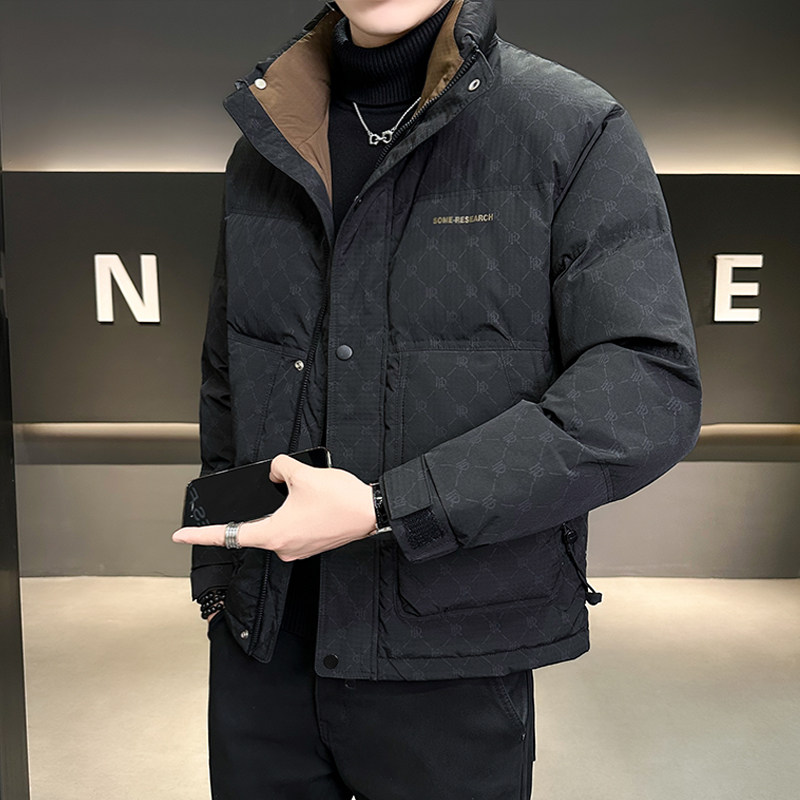 2025秋冬新款羽绒服男立领加厚保暖韩版修身轻薄白鸭绒男士外套潮