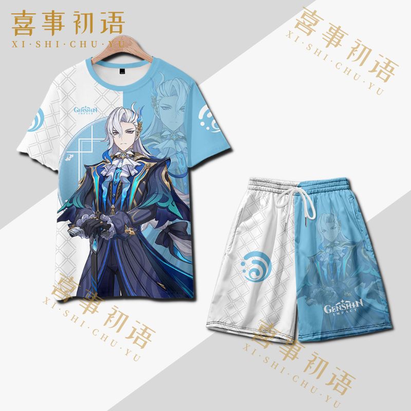 那维莱特短袖T恤原神周边夏季动漫二次元cos痛衣服男女学生宽松潮