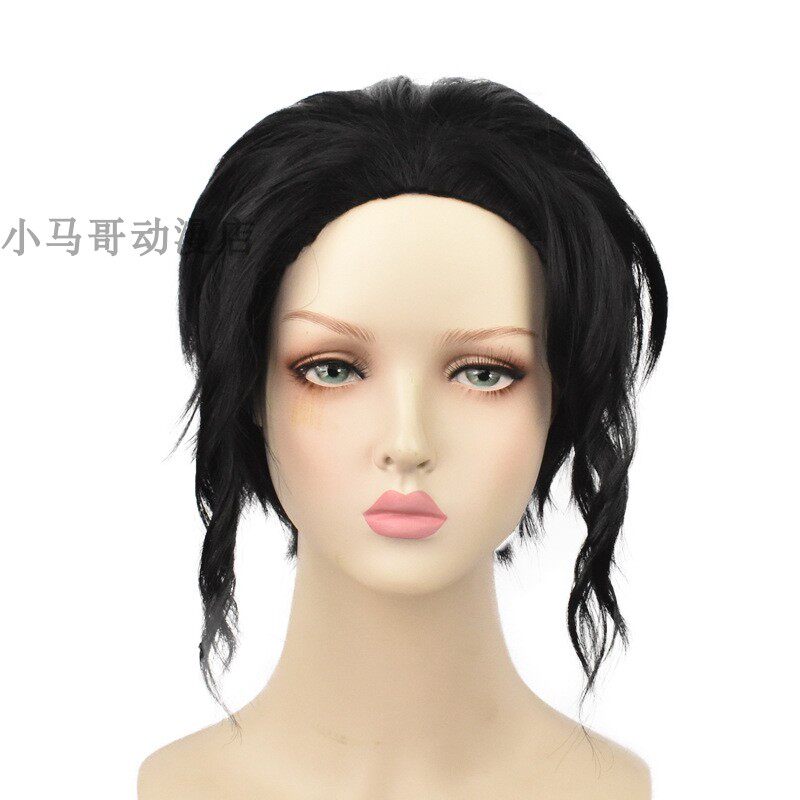 鬼灭之刃 鬼舞辻无惨cos假发 黑色翻翘短发 卷发