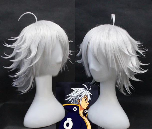 七大罪 艾斯塔罗萨 Cosplay 动漫造型假发 银灰色 反翘短发