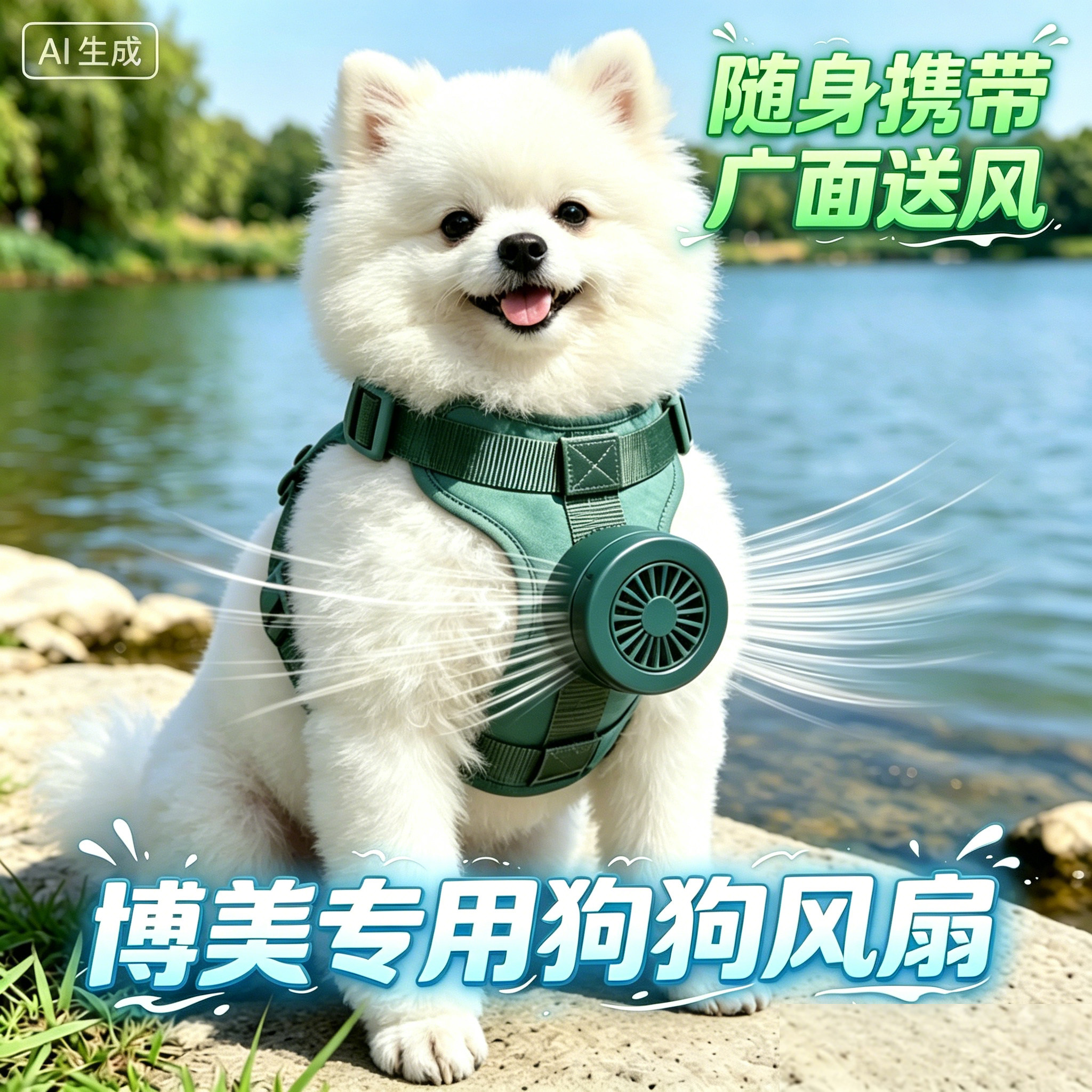 博美犬专用狗狗风扇宠物电风扇狗用夏天降温神器夏季空调扇防中暑