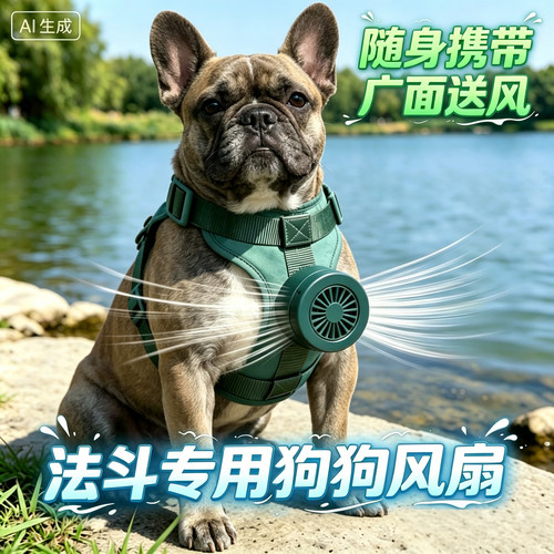法斗犬专用狗狗风扇宠物电风扇狗用夏天降温神器夏季空调扇小风扇