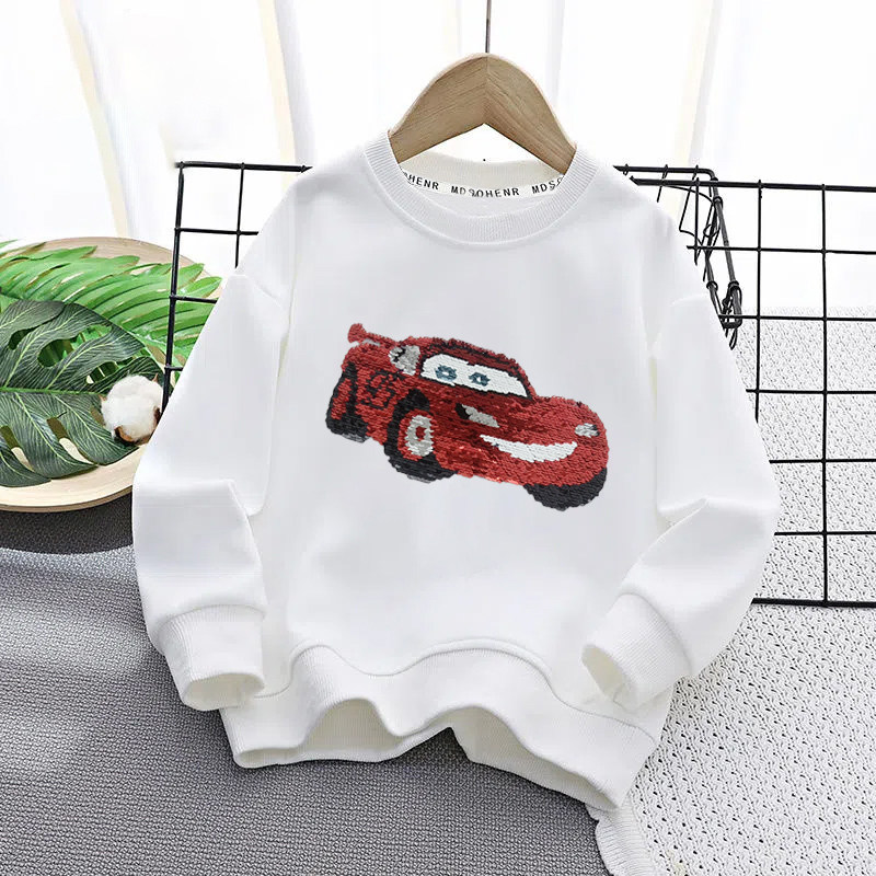 春秋装儿童变色卫衣长袖纯棉中大男童套头百搭外穿亮片潮款上衣冬