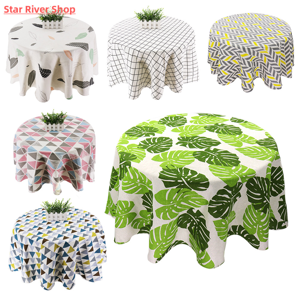 150cm Table Cloth Cotton Linen Round Tablecloth Dining Table