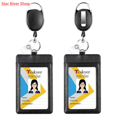Retractable Badge Reel with Card Holder Reel Clip Key Ring