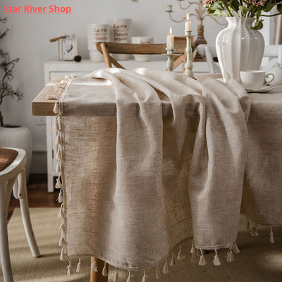 Tassel Table Cloth Cotton and Linen tapete Rectangular Table