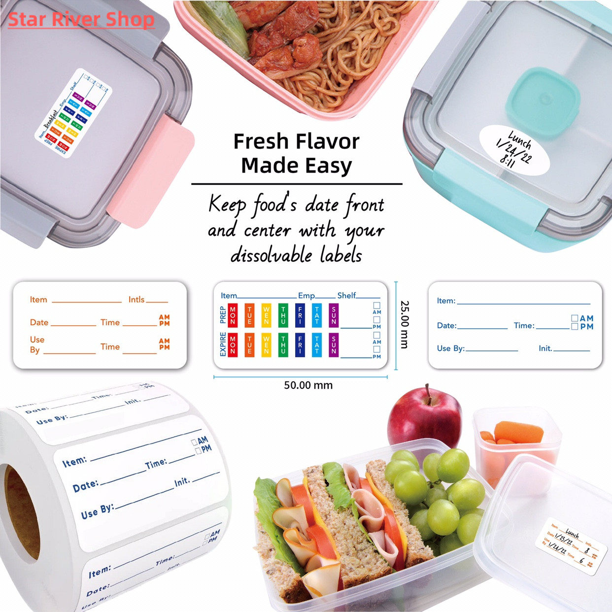 식품 안전 2*1 주방 보관소에 의한 용해성 식품 라벨