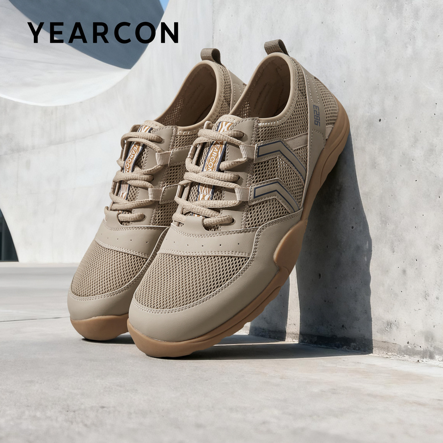 意尔康男鞋2026新款春季网面舒适透气休闲鞋轻便宽楦赤足平底板鞋