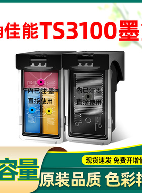 适用佳能ts3100墨盒3100 canon原装打印机专用墨盒连供黑色彩色