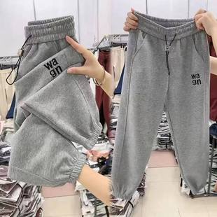 韩版 新款 刺绣束脚运动裤 显瘦哈伦裤 加绒小个子休闲裤 卫裤 冬季