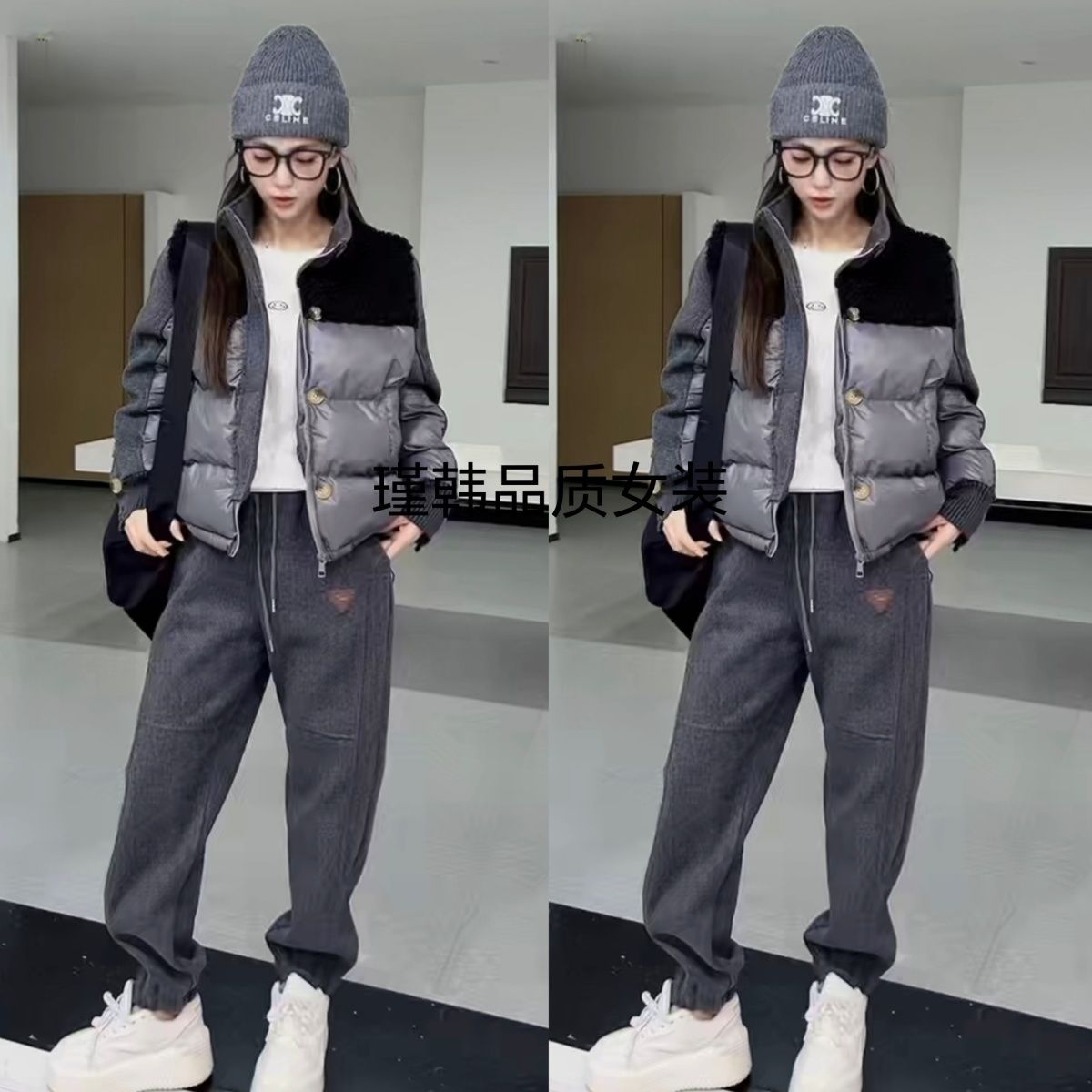 欧货新款显瘦气质网红套装百搭外套裤子两件套