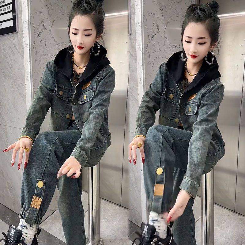 2026年春季女装新款爆款炸街网红感连帽外套+裤子牛仔两件套,女装/女士精品,时尚套装,淘宝优惠券,粉丝福利购,淘宝优惠卷